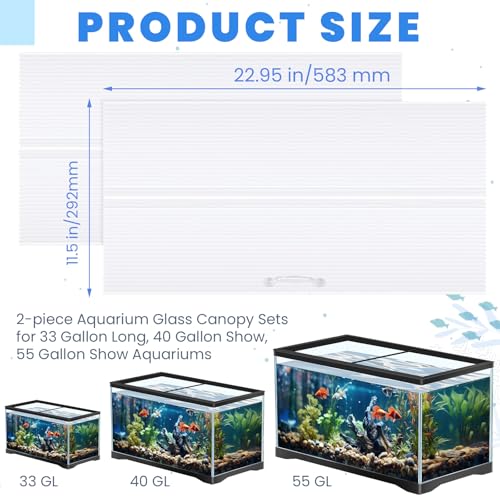 Sieral 2 Pcs Clear Aquarium Canopy Set Polycarbonate Greenhouse Panels 22.95 x 11.5 x 0.24 Inch for 33/40/55 Gallon Fish Tank with Center Brace Aquariums Cover Fish Tank Lid - color: clear, size: 48 x 13 Inch