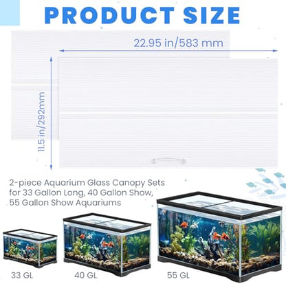 Sieral 2 Pcs Clear Aquarium Canopy Set Polycarbonate Greenhouse Panels 22.95 x 11.5 x 0.24 Inch for 33/40/55 Gallon Fish Tank with Center Brace Aquariums Cover Fish Tank Lid - color: clear, size: 48 x 13 Inch