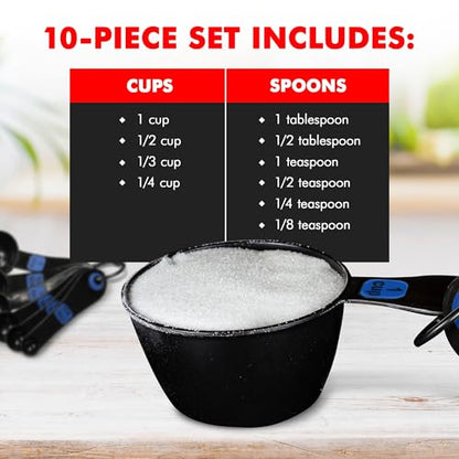 Chef Craft Easy to Read Plastic, Measuring Cup Set, 10 piece set, Blue