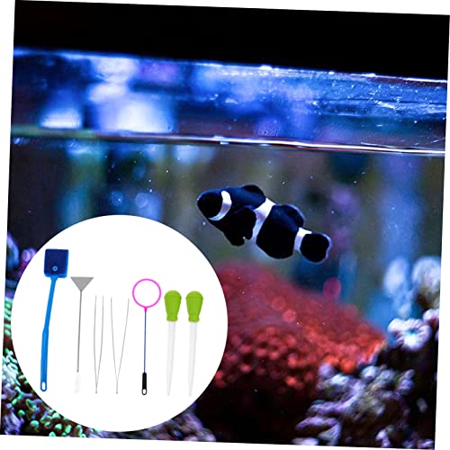 7pcs Aquarium Cleaning Tool Kit Fish Tank Maintenance with Tweezers Net and Brushes for Easy Daily Care Safe for All