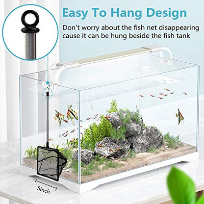 Aquarium Fish Net, 5 Inch Fine Mesh Fish Tank with Extendable 9-24 inch Long Handle