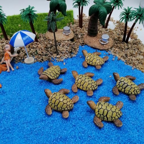 EMiEN 6pcs Simulated Sea Turtle,Resin Figurine, for Micro Landscape Decorations,Fairy Gardens,Fish Tank Decoration