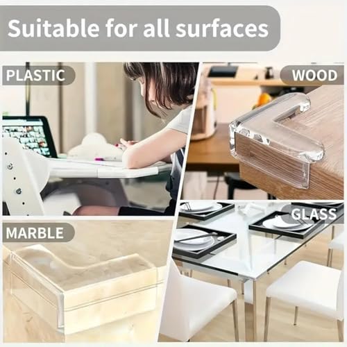 10 Pack Corner Protector Guards, Furniture Edge Safety Bumpers - Proof Bumper & Cushion to Cover Sharp Furniture & Table Edges - Clear L Shaped