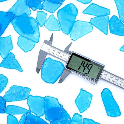 Large Caribbean Blue Sea Glass Pieces for Crafts, 31 oz Non-Dyed Frosted Glass, 1.2–2 in Beach Glass Look for Christmas Tree DIY, Wreath Decor, Vase Filler, Centerpieces & Coastal Decor