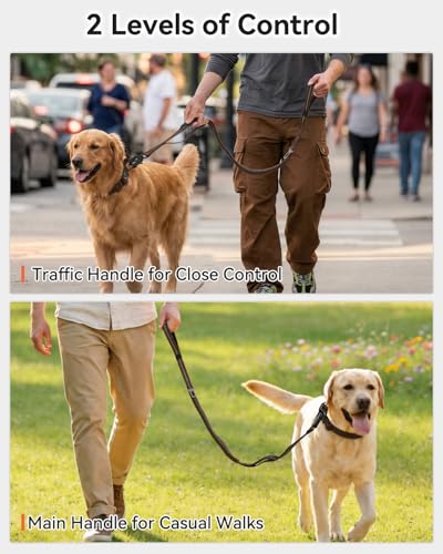 Joytale Tactical Bungee Dog Leash, Shock Absorbing No Pull, Brown - color: Brown