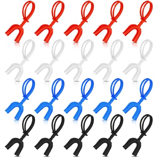 Dunzy 20 Pcs Football Mouth Guards with Strap Bulk - color: Mixed Color, size: Youth