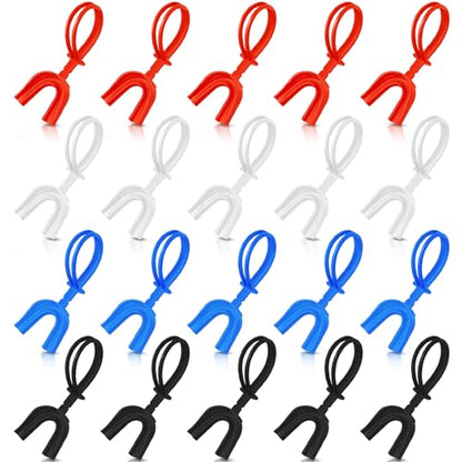 Dunzy 20 Pcs Football Mouth Guards with Strap Bulk - color: Mixed Color, size: Youth