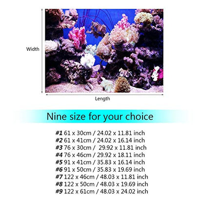 Fish Tank Background, 3D Effect Adhesive Coral Seaworld Poster, PVC Sticker Singel Sided Adhesive Wallpaper Background Poster Aquarium Wall Decorations(61 * 30cm) - size: 61*30cm