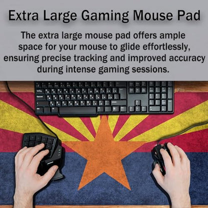 Gaming Desk Mat - Yellow Modern Mouse Pad, Extra Large Non-Slip Rubber Base, 35.4" X 15.7" for Work, Game, Office, Home - Arizona State Flag - color: Arizona State Flag