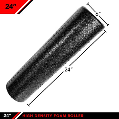 JFIT High Density Foam Roller – EPP Deep Tissue Massage Roller for Muscle Recovery, Myofascial Release & Stretching - color: Black (New), size: 24-Inch