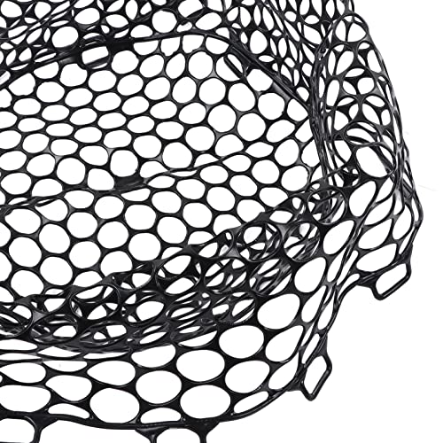 OUKENS Fishing Net, 14.9in x 12.6in Black Rubber Replacement Fish Nets, Deepened Soft Flexible Foldable Fishing Landing Mesh Without Handle for Angler Freshwater Saltwater
