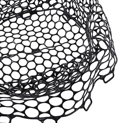 OUKENS Fishing Net, 14.9in x 12.6in Black Rubber Replacement Fish Nets, Deepened Soft Flexible Foldable Fishing Landing Mesh Without Handle for Angler Freshwater Saltwater