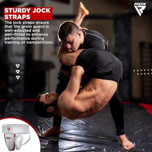 RDX Groin Protector Cup Men, Boxing Kickboxing MMA Muay Thai Sparring Groin Guard, Ventilated Adjustable,Karate Fighting Training, Underwear Jiu Jitsu BJJ Protection, Boys Youth - color: White, size: Medium