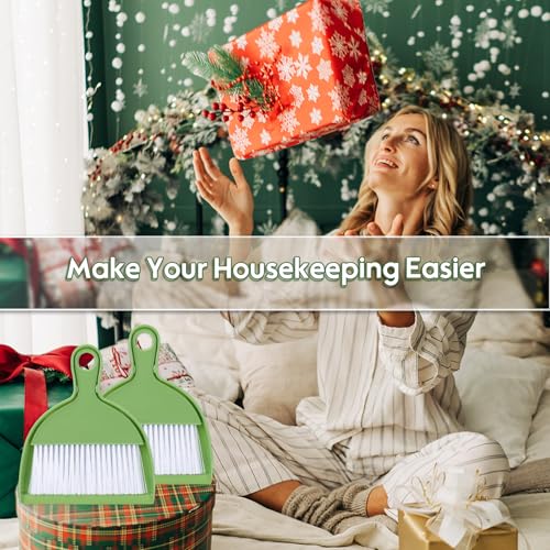 2PCS Small Broom and Dustpan Set, Mini Dust Pan and Brush, Hand Whisk for Pets, Kids, Desk, Home, Camping, Green Cleaning Supplies