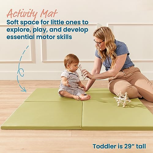 ECR4Kids SoftZone Play Patch Activity Mat Squares, Modular Playmat, Fern Green, 4-Pack - color: Fern Green