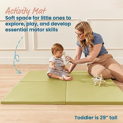ECR4Kids SoftZone Play Patch Activity Mat Squares, Modular Playmat, Fern Green, 4-Pack - color: Fern Green