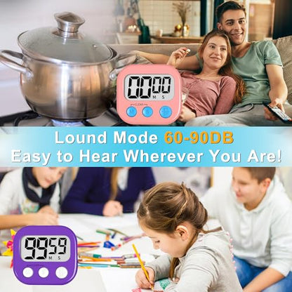 ZILLEEN Classroom Timer for Kids Teachers 2 Pack Digital Timers Pur Pk - color: Purple & Pink