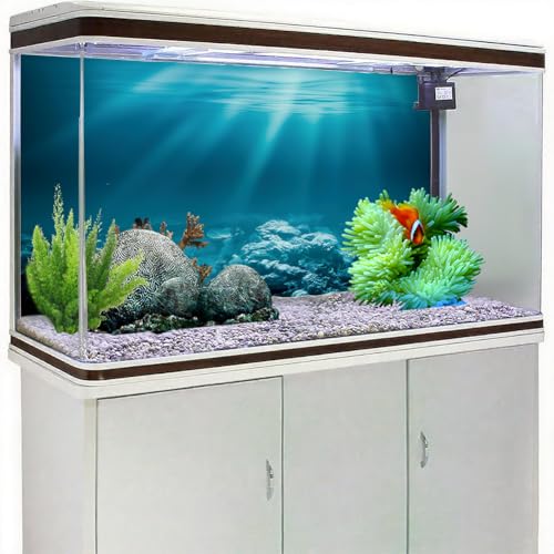 24X12 Inch Sunlit Underwater World Aquarium Backdrop - Vibrant Undersea Theme Fish Tank Background Durable Polyester Marine Decor - size: 24X12in