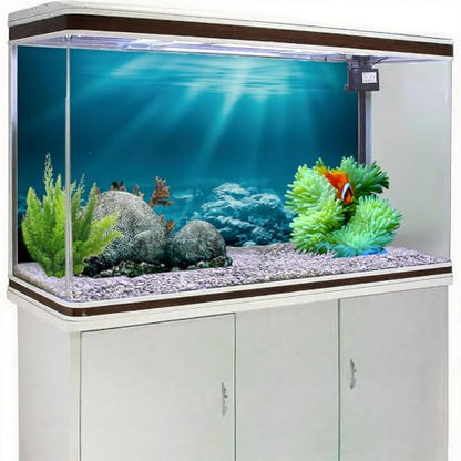 48X18 Inch Sunlit Underwater World Aquarium Backdrop - Vibrant Undersea Theme Fish Tank Background Durable Polyester Marine Decor - size: 48X18in