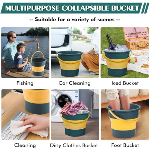 Collapsible Bucket 4.5 Gallon/17L Large Plastic Household Cleaning Mop Buckets Foldable Water Bucket for Car Wash Fishing Camping Beach (Blue)