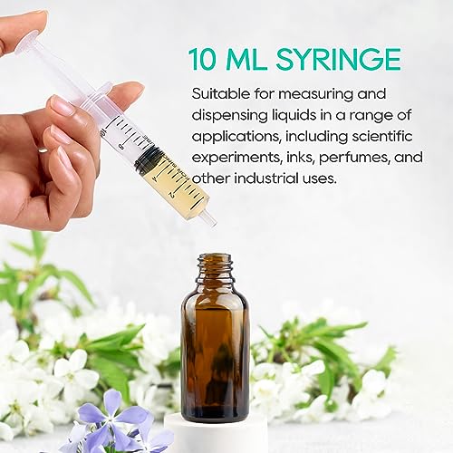100 Pack 10ml Syringes Plastic Small Measuring Syringe with Tip Cap, Oral Syringe for Scientific Labs, Feeding Pets, Measurement,Refilling, No Needle