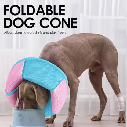 AOFITEE Large Dog Cone Adjustable Dog Cone to Stop Licking, BluePink XL - color: BluePink, size: X-Large