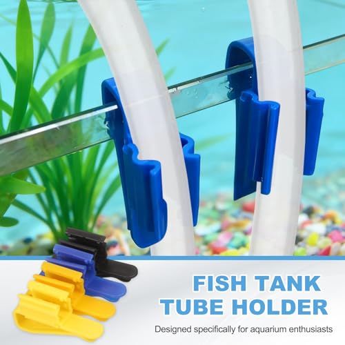Fish for Tank Mounting Clip, Adjustable Hose Clamp Mounting Clip Water Pipe Hose Holder for 0.3"-1" Dia Tube, (Blue/Black), Intended for Aquarium Air Pump/Pipe Organizer