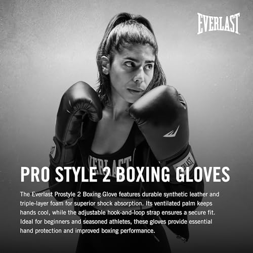 Everlast Prostyle 2 Boxing Gloves, Entry Level Training Gloves for Men and Women, Secure Fit Hook and Loop Closure & Ventilation, Heavy Bag & Speedbag Training - color: Red, size: 12 oz