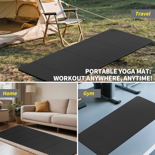 Foldable Yoga Mat Extra Large 74"×31.5" - color: Black+Gray