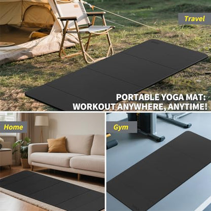 Foldable Yoga Mat Extra Large 74"×31.5" - color: Black+Gray