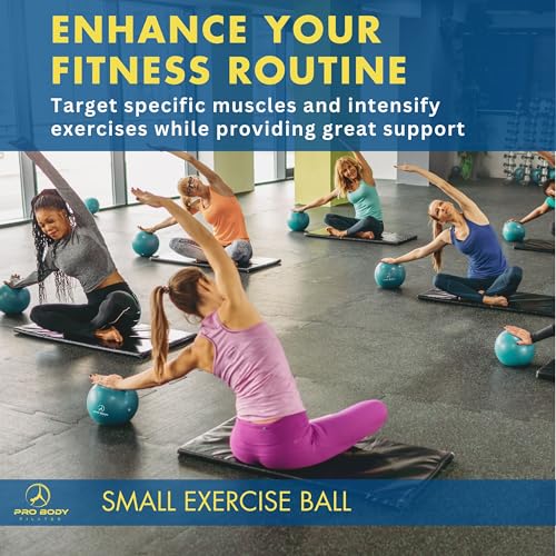 ProBody Pilates Ball Small with Pump - 9 Inch Small Exercise Ball - color: Aqua