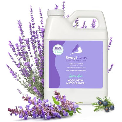 SwaytAway Fitness Mat Cleaner Concentrate Lavender, 32oz Makes 4 Gallons | No-Slip No-Residue Essential Oil Formula, USA Made Aromatherapy Yoga Mat Spray for Home & Studio, Natural Cleaning Solution - size: 32 oz - 1 Pack