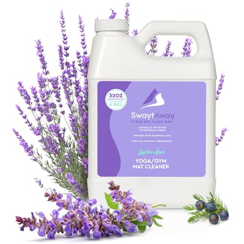 SwaytAway Fitness Mat Cleaner Concentrate Lavender, 32oz Makes 4 Gallons | No-Slip No-Residue Essential Oil Formula, USA Made Aromatherapy Yoga Mat Spray for Home & Studio, Natural Cleaning Solution - size: 32 oz - 1 Pack