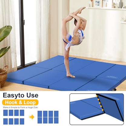 Polar Aurora 3'x6'x2 Thick Folding Gymnastics Exercise Mat Aerobics Stretching Yoga Mats - color: Blue