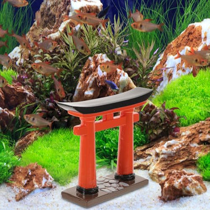 BESPORTBLE Mini Torii Gate Aquarium Decor Resin Ornament for Japanese Zen Garden and Fish Tank Small Traditional Shinto Shrine Model 3.54 Inch