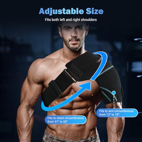 Comfytemp Shoulder Ice Pack Wrap, Shoulder Brace Rotator Cuff Cold Therapy - color: Black - 2 Gel Pack + 1 Brace
