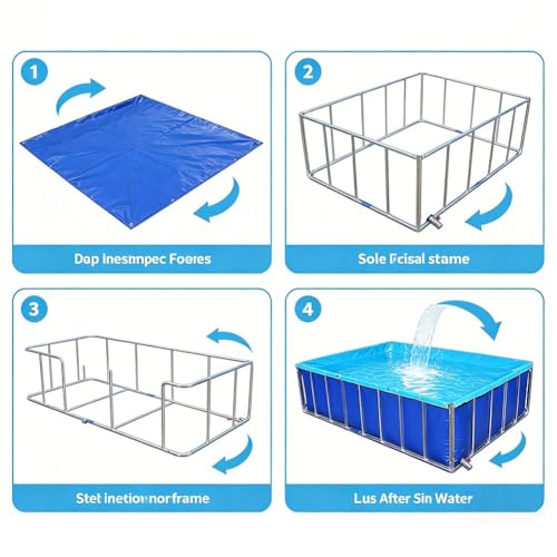 Canvas Fish Pond, Heavy-duty Square Design With Support Frame, Foldable Large-capacity Tank, Knife-coated Fabric Reservoir, Suitable For Aquaculture, Koi Farming, And Irrigation(1x0.6x0.6m) - size: 1x0.6x0.6m