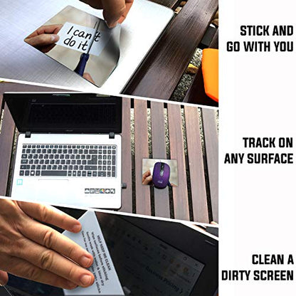 Mouse Pad Adhesive Bottom - Sticks to Any Surface - Portable - Webcam Covers and Screen Cleaner Included (CAN DO IT) - color: CAN DO IT