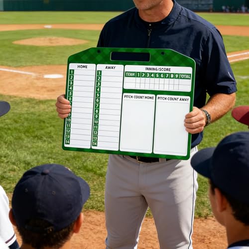 JIANNA Baseball Dry Erase Coaching Clipboard Board with Batting Order Chart, Portable Tactics Planner with Markers, Hooks & Magnetic Player Stickers | Dry Erase