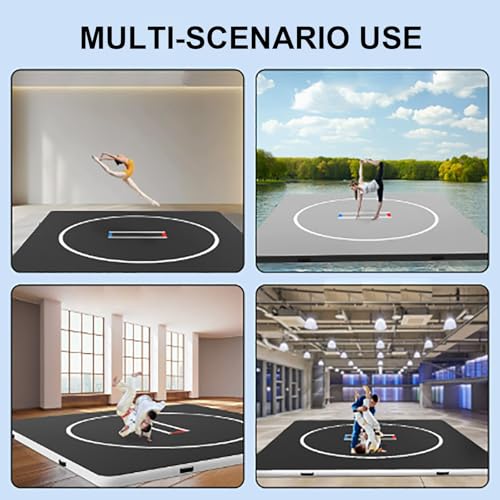 10x10 ft Inflatable Wrestling Mat, 4 Inch Thick Tumbling Mat with Electric Pump, Portable Wrestling Mats for Home Use, for BJJ Boxing Cheerleading Yoga Gymnastics