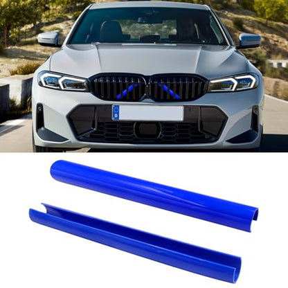 Jaronx Compatible with BMW V Brace Cover for 3 Series G20 Sedan/G21 Touring 2019-2024 330i 330e M340i,Grille Insert Trims V Bar Brace Wrap Covers Compatible with BMW Front Grill Insert Stripes(Blue) - color: Blue, size: G20/G21
