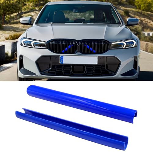 Jaronx Compatible with BMW V Brace Cover for 3 Series G20 Sedan/G21 Touring 2019-2024 330i 330e M340i,Grille Insert Trims V Bar Brace Wrap Covers Compatible with BMW Front Grill Insert Stripes(Blue) - color: Blue, size: G20/G21