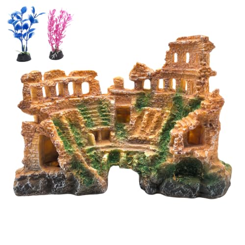 M2cbridge Aquarium Decor Antique Roman Column Ruin European Castle Underwater Landscape(Rome Colosseum) - color: Rome Colosseum