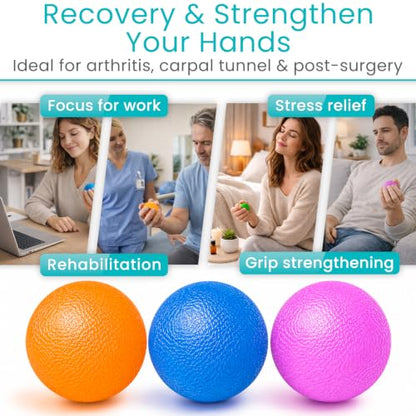 Vive Stress Balls for Hand Therapy, Exercise, Arthritis (w/Rehab Video)