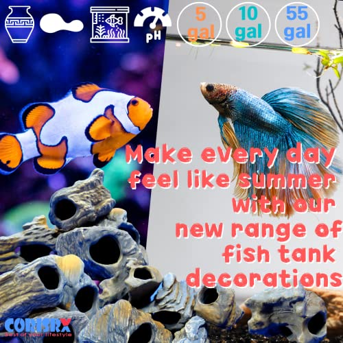 DR. Moss Aquarium Decorations Cichlid Stone Marine Rock Cave Decor Decorative Fish Tank Freshwater Saltwater for Small Girls Tiny Turtle Reptile