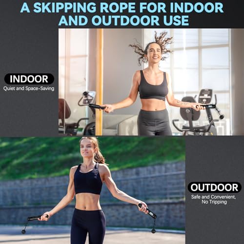 2 In 1 Digital Counting Jump Rope Adjustable Cordless Fitness Skipping Rope | Lightweight weighted design, easy use, great for daily workout, calorie burn and weight management