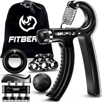 FitBeast Grip Strengthener Forearm Strengthener Hand Grips Strengthener Kit - 5 Pack Adjustable Resistance - color: Black