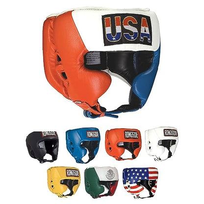 Ringside Competition-Like Boxing Headgear with Cheeks - color: Red-White-Blue, size: Medium