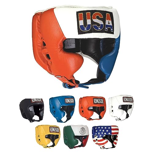Ringside Competition-Like Boxing Headgear with Cheeks - color: Red-White-Blue, size: Small