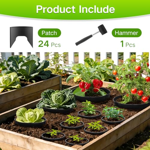 24 Pieces Planting Grow Rings, Diameter Range 8.2-15.7 Inches, Interlocking Garden Plant Rings, Black Garden Rings for Plant Support and Soil Moisture Retention - color: 24 Pcs(Black)